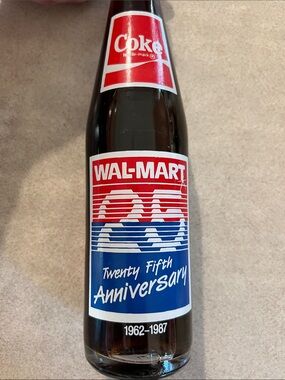 Vintage Coca Cola Wal-Mart Twenty Fifth Anniversary Bottle - Red & Blue